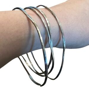 4 Silver handmade bangles